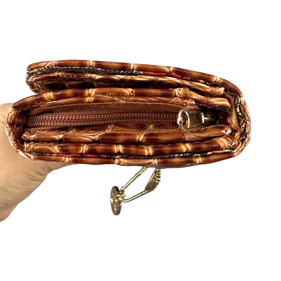 Big Buddha Brown Croc Embossed Wallet Clutch Zip Coin Purse Charm - Picture 14 of 16